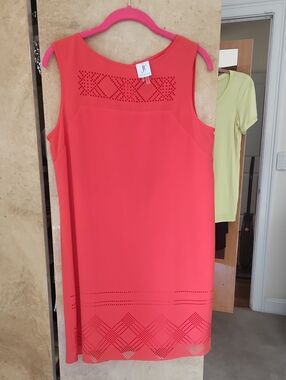 NWT - julia jordan deep orange Sleeveless Midi Dress with Laser-Cut Accents